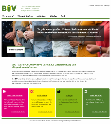 Website für den Grün-Alternativen Verein zur Unterstützung von BürgerInneninitiativen - BIV