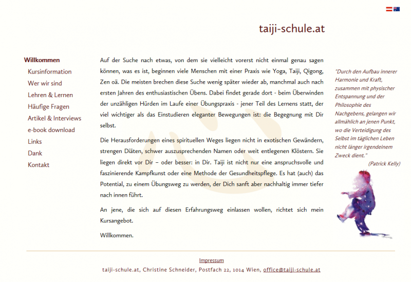Website für Taiji Schule, Christine Schneider